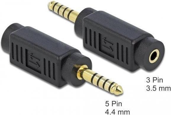 Produktbild Delock Adapter Klinkenstecker 4,4 mm 5 Pin zu Klinkenbuchse 3,5 mm 3 Pin (Klinkenadapter)