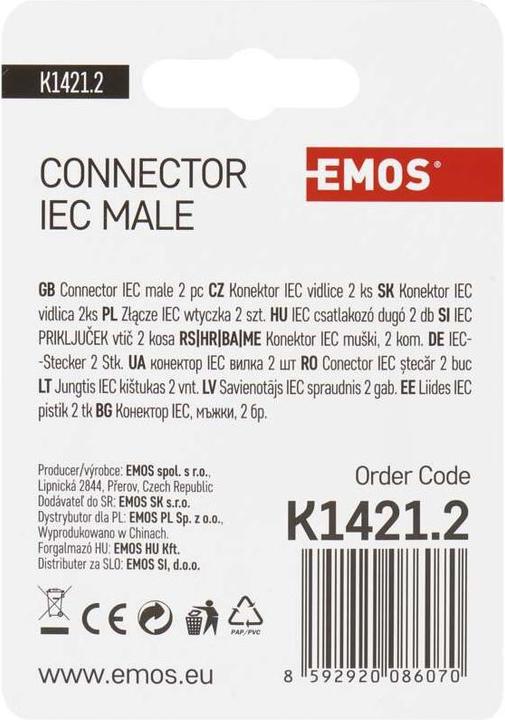 Actual product image Emos IEC plug, pressure type, angled