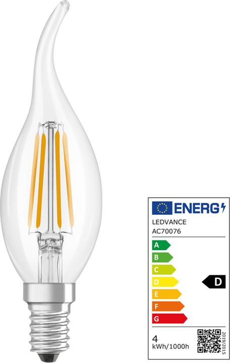 Actual product image Osram LED Leuchtmittel LED Retrofit CLASSIC BA 3.4W 827 Clear E14 Warm weiss 4099854468810 (E14, 470 lm, 6x)