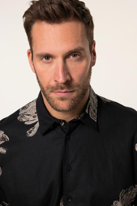 Actual product image JP1880 JP 1880 linen-blend shirt, short sleeve, Kent collar, all-over print, modern fit, up to 8 XL (4XL)