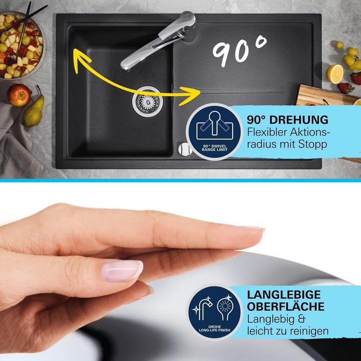 Produktbild Grohe Start QuickFix, Küchenarmatur, herausziehbar, schwenkbarer Auslauf, mit 2 Strahlarten, chrom