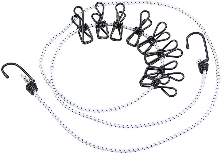 Produktbild Pearl Flexible Wäscheleine mit 8 beschichteten Klammern, 170-210cm (1.70 m)