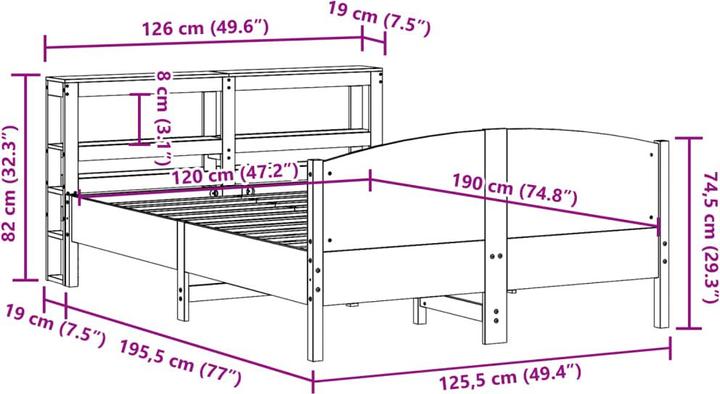 Produktbild vidaXL Bettgestell (120 x 190 cm)
