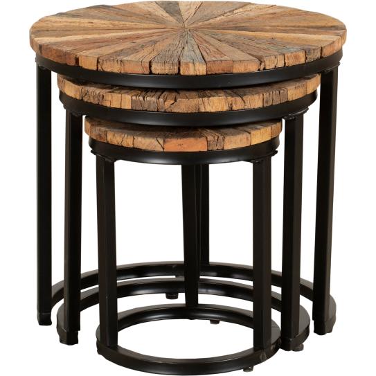 Garden Pleasure, Gartenbeistelltisch + Gartenservierwagen, Das Beistelltisch-Set MANDYA, 3er-Set beeindruckt durch sein ...