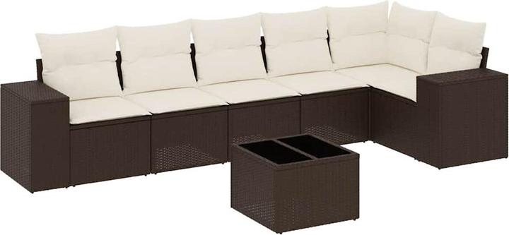 Actual product image vidaXL Garden furniture sofa set lounge set 7-piece brown poly rattan