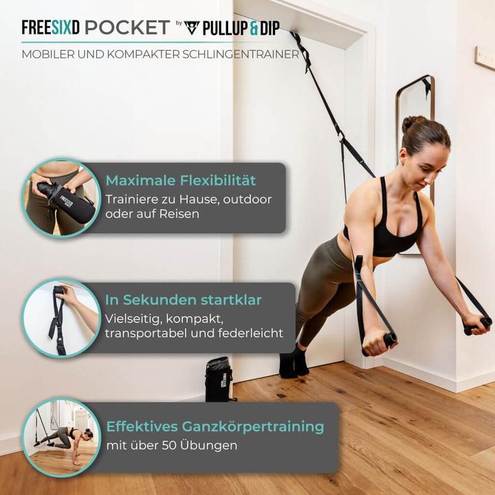 Actual product image Pullup & Dip FREESIXD Pocket - Mobiler mini Schlingentrainer für indoor & outdoor
