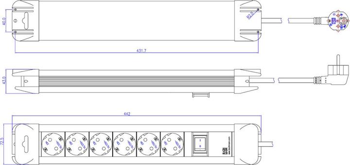 Produktbild Bachmann Steckdosenleiste CONNECTUS, 6-fach (6x, CEE 7/3, 2 m)