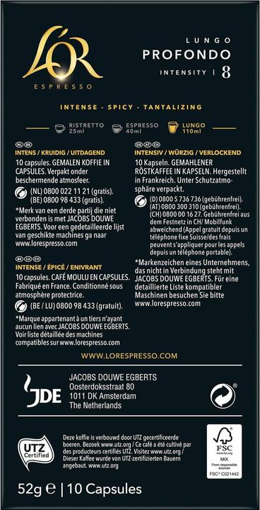 Immagine prodotto L’OR Espresso Capsule di caffè Lungo Profondo 10 pezzi (10 x Porta.)