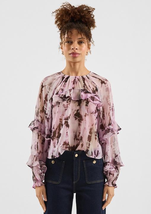 Immagine prodotto s.Oliver Bluse Leicht transparente Chiffonbluse mit Rüschen und All-over-Print (38)