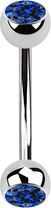 Produktbild Star Piercing Micro Banane silber mit zwei Kugeln Kristall dunkelblau (Chirurgenstahl 316L, ohne Messing)