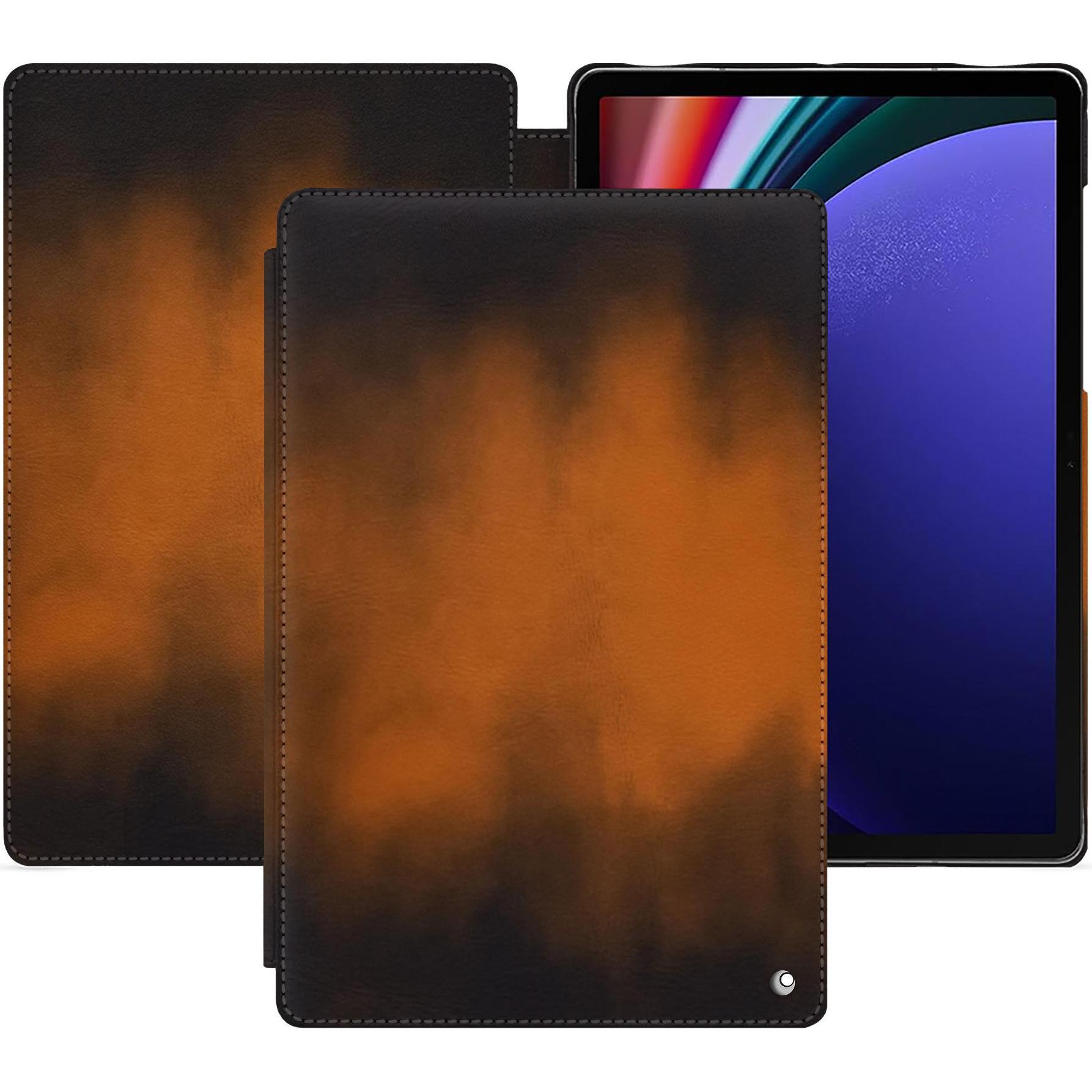 Noreve Lederschutzhülle horizontal (Galaxy Tab S9+), Tablet Hülle, Braun