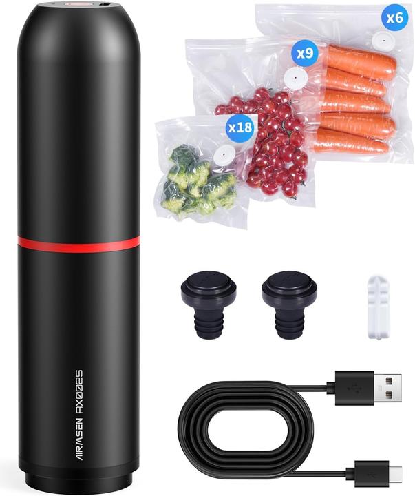 Produktbild Airmsen Handvakuumierer mit 33 Vakuumbeuteln & Weinverschlüssen