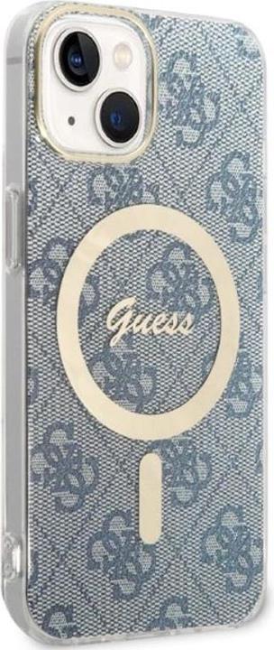 Image du produit Guess Zestaw GUBPP14SH4EACSB Etui+ chargeur iPhone 14 6,1" niebieski/blue hard case 4G Print MagSafe (Apple iPhone 14, Apple iPhone 13)