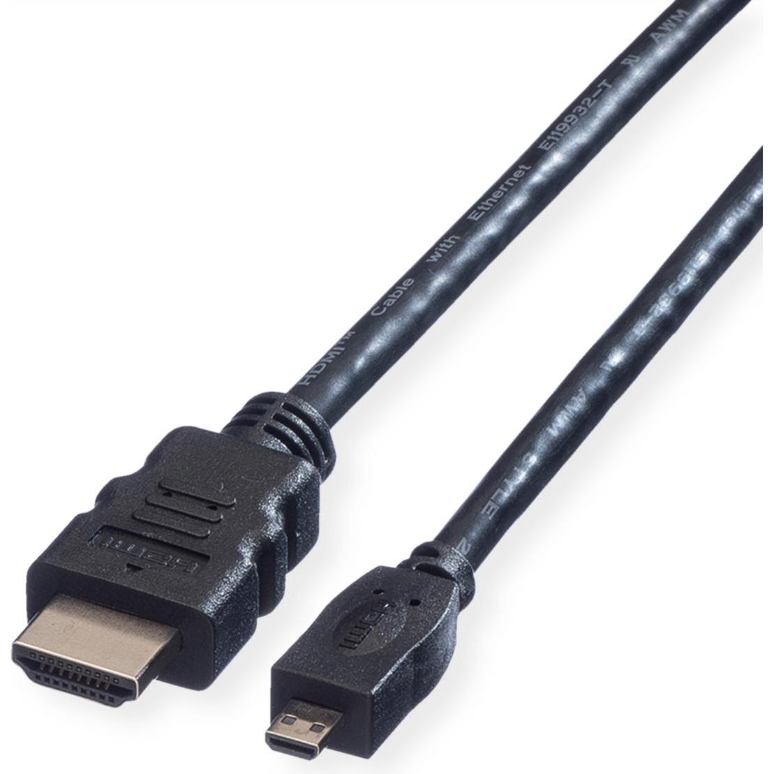 Value HDMI (Typ A) — micro HDMI (Typ D) (2 m, HDMI), Video Kabel
