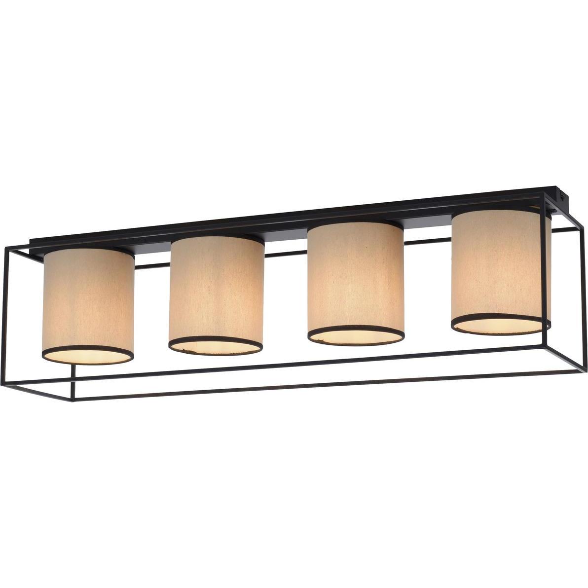 Just Light, Applique + Plafoniera, RAVEN Deckenleuchte E27 max.25W 4-fach Schwarz/Beige 15304-18