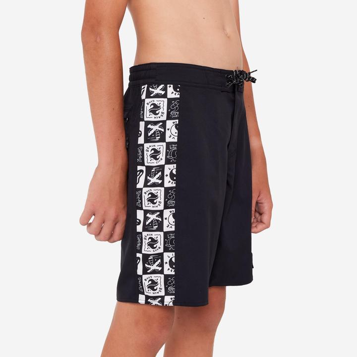 Actual product image Olaian Boardshorts Surfen Jungen 900 Band schwarz (140)