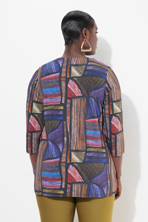 Produktbild Ulla Popken Slinky-Longshirt, A-Linie, Herzausschnitt, 3/4-Arm (60)