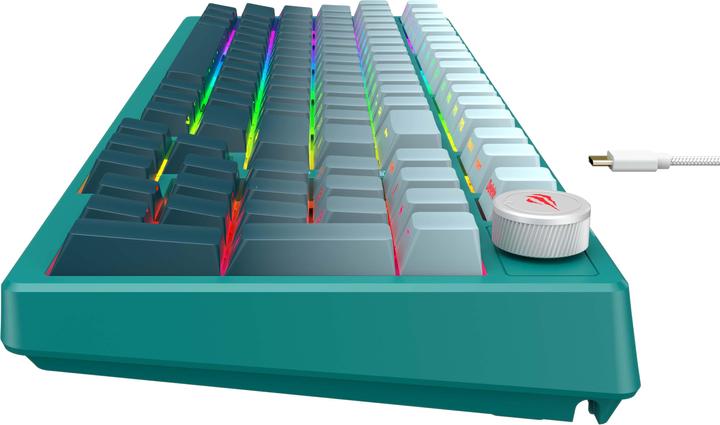 Produktbild Havit - Gaming Keyboard (KB899L) - USB-C, with RGB Lights, 1.8m, 350mA - White / Green (US, Kabelgebunden)