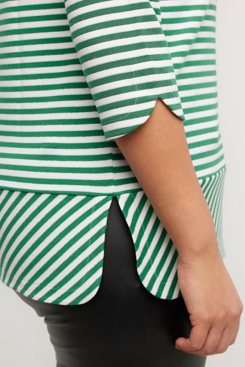Actual product image Ulla Popken Glitter Stripe Mixed Direction Stretch Knit Top (46, 48)