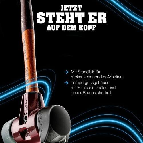 Actual product image Simplex Soft-face mallet with cast steel housing and wooden handle, Ø 60, rubber composition with base / (1540 g)