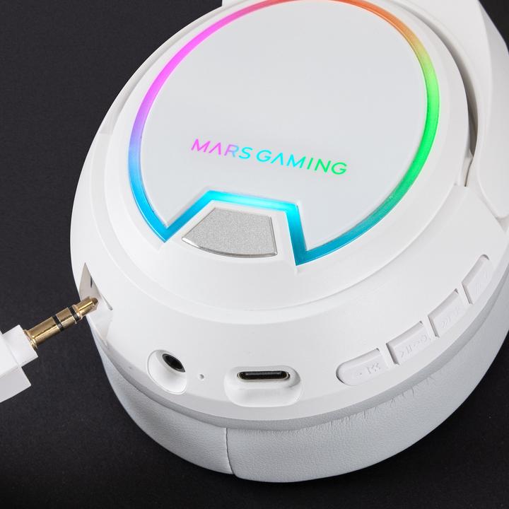 Actual product image Mars Gaming Casque Gamer Sans Fil Mhw-100 RGB (Blanc) (Cable, Wireless)