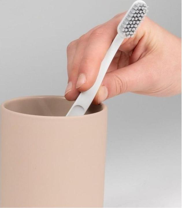 Actual product image Kela Toothbrush tumbler Sana Beige, detail colour: Beige (12 x 8.5 x 8.5 cm)