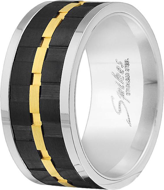 Immagine prodotto Star Piercing Anello argento scanalato oro e nero (60, 925 Argento)