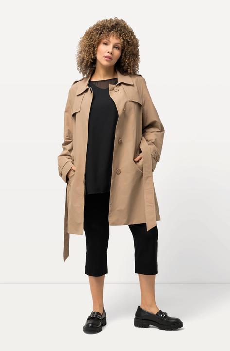 Image du produit Ulla Popken Trench-coat à coupe évasée, col chemise et ceinture nouée (42, 44)