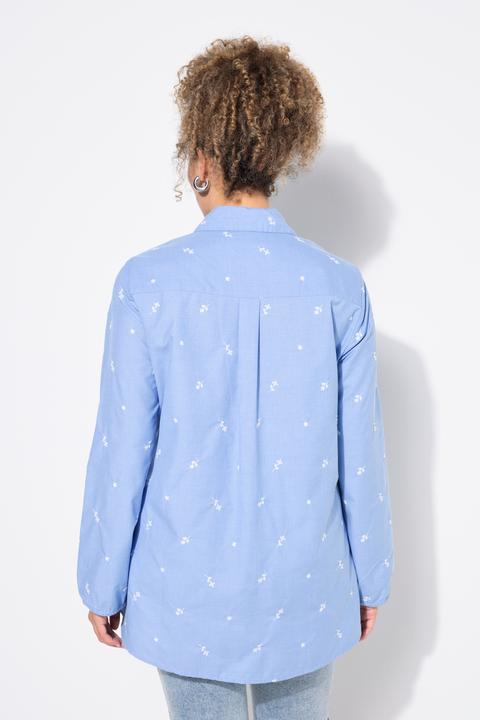 Produktbild Ulla Popken Hemdbluse, Blütenstickerei, A-Linie, Hemdkragen, Langarm (46, 48)