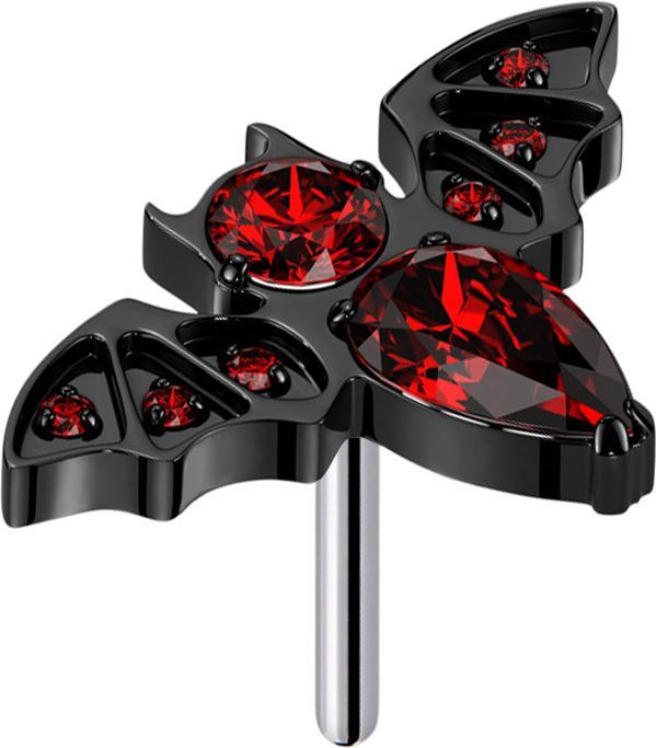 Immagine prodotto Star Piercing Threadless pipistrello nero cristalli rossi (senza ottone, Titanio)