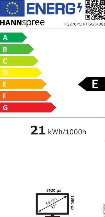 Label énergétique Hannspree HG270PCH (1920 x 1080 pixels, 27")