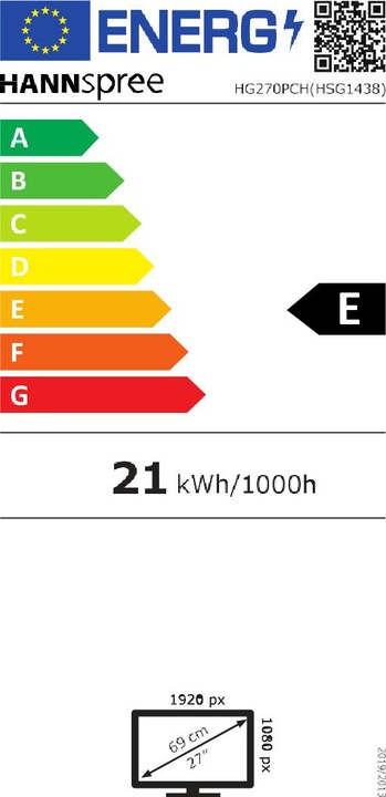 Label énergétique Hannspree HG270PCH (1920 x 1080 pixels, 27")