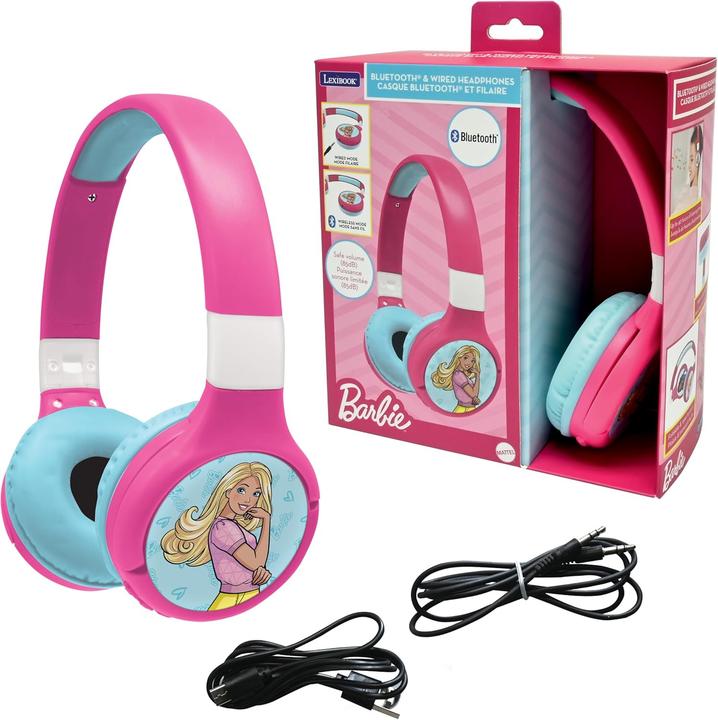 Produktbild Lexibook Barbie Kopfhörer für Kinder, 2 in 1 Bluetooth und Kabelanschluss, faltbar, Lautstärkebegrenzung
