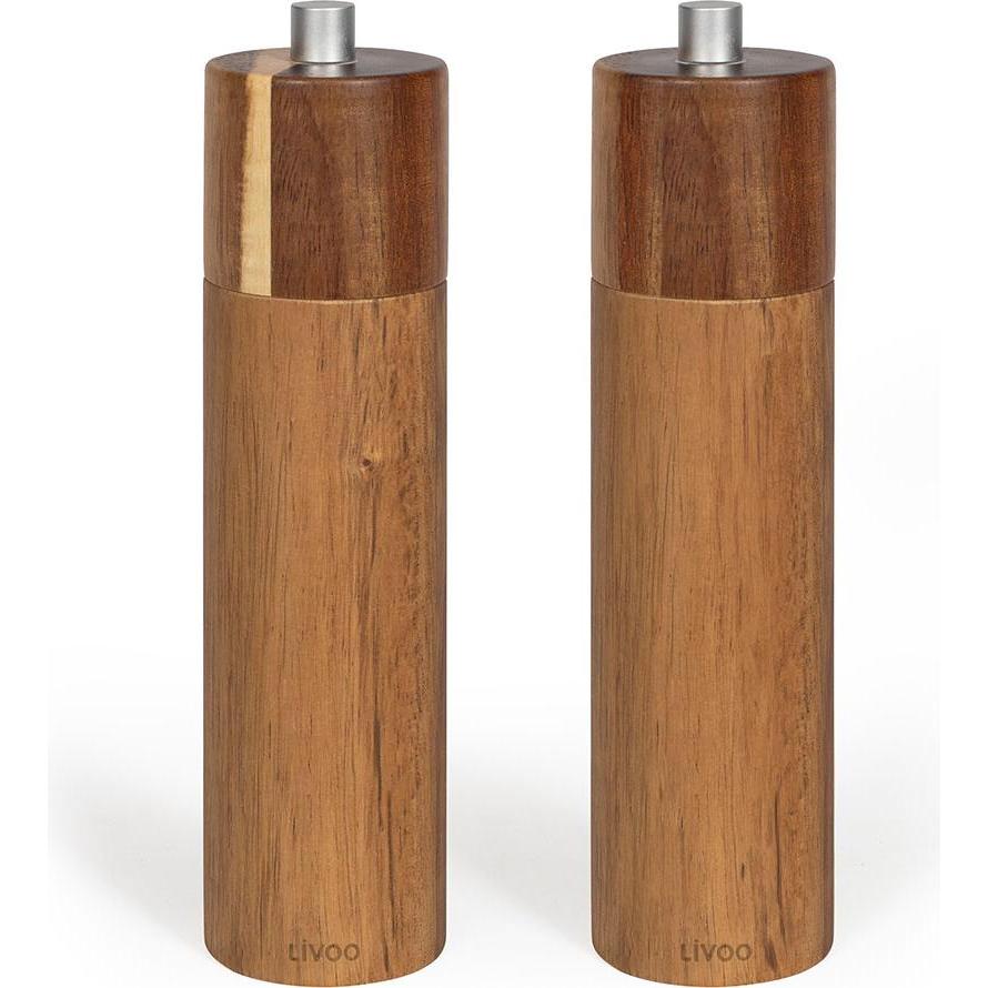 Thumbnail - Livoo Set aus 2 manuellen Salz- und Pfeffermüh, Pfeffermühle + Salzmühle, Braun