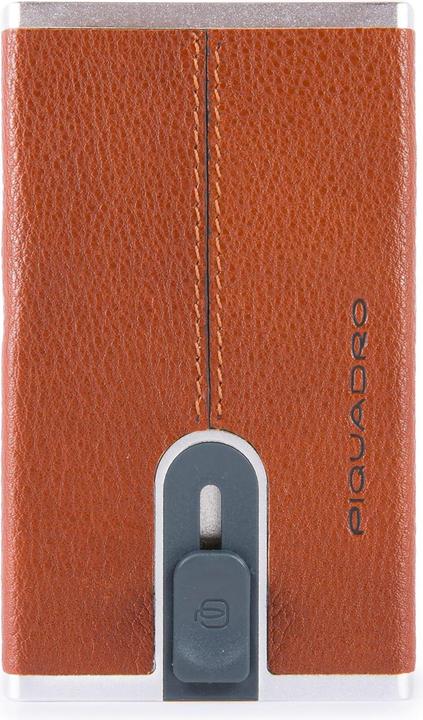 Image du produit Piquadro Leather Card Holder, Square Sliding System, Arancio, Un
