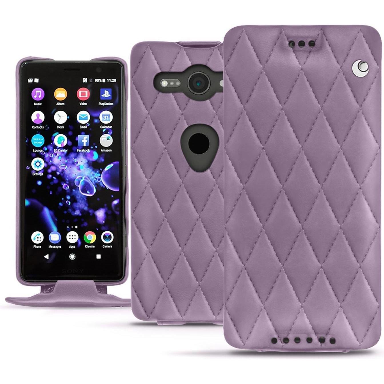 Noreve Lederschutzhülle vertikal (Sony Xperia XZ2 Compact), Smartphone Hülle, Violett