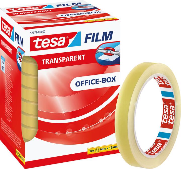 Produktbild tesa 10x tesafilm TRANSPARENT - mit starker Haftung - alterungsbeständig und reissfest (15 mm)
