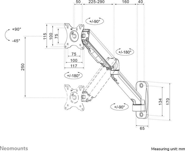 Immagine prodotto Neomounts WL70-450BL11 (Muro, 32", 9 kg)