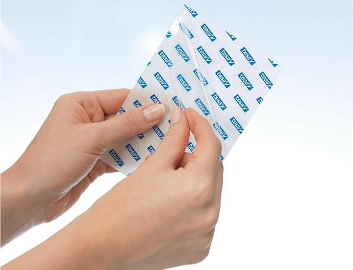 Actual product image tesa TACK double-sided adhesive pads, transparent adhesive strips