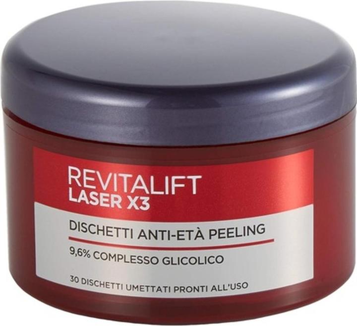 Image du produit L'Oréal Paris L'Oréal Revitalift Laser X 3 30 pads Peeling glycolique anti-âge (Exfoliant nettoyant)