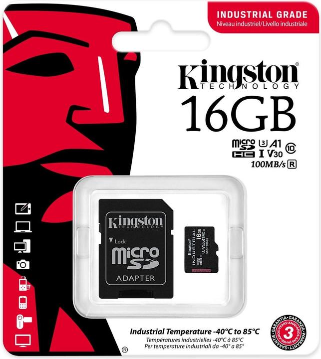 Produktbild Kingston microSDHC Industrial (16 GB, microSDHC, U3, UHS-I)