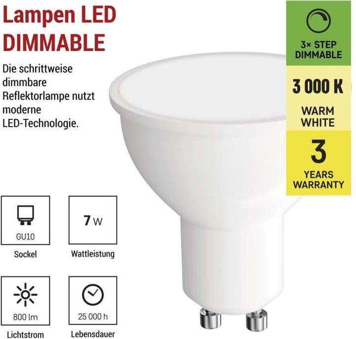 Produktbild Emos LED Lampe Classic MR16 / GU10 / 7 W (60 W) / 800 lm / Warmweiss / dimmbar (GU10, 800 lm, 1 x)