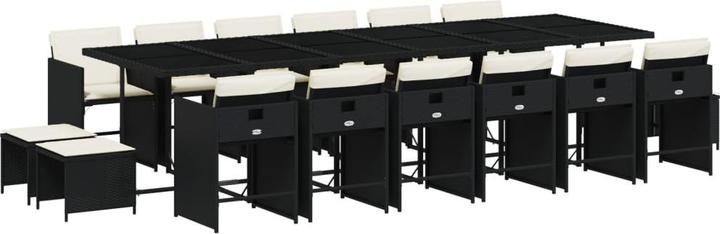 Actual product image vidaXL Garden furniture dining set garden set seating group 17pcs black poly rattan (330 cm)
