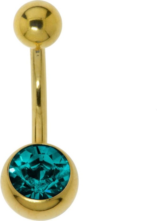 Produktbild Bijouteria Bauchpiercing (PVD Beschichtung (goldfarbig), Chirurgenstahl 316L, Kristall)