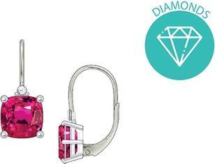 Produktbild JVD - Silver earrings with fuchsia zircon and diamond SVLE0503SH8R100