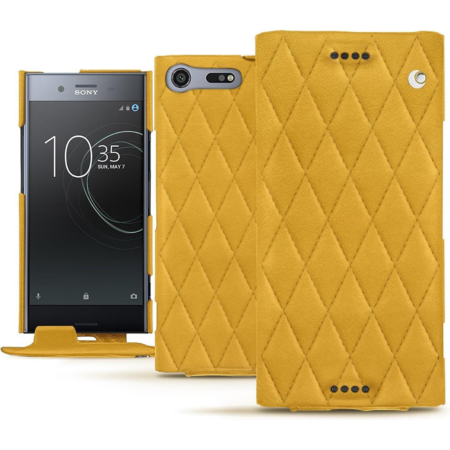 Noreve Lederschutzhülle vertikal (Sony Xperia XZ Premium), Smartphone Hülle, Orange