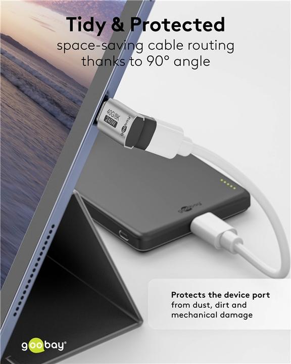 Actual product image Goobay USB-C adapter vertical 90° rotated, USB4 (USB-C, USB-C)