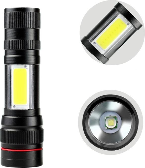 Actual product image Werkstein 800LM USB LED Mini Taschenlampen mit Magnet aus Aluminium (Wiederaufladbar) - Schwarz 2er Set (10.80 cm, 800 lm)