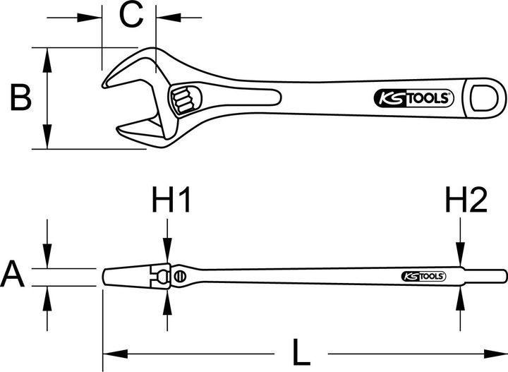 Image du produit KS Tools INOX Clé à molette réglable (36 mm)