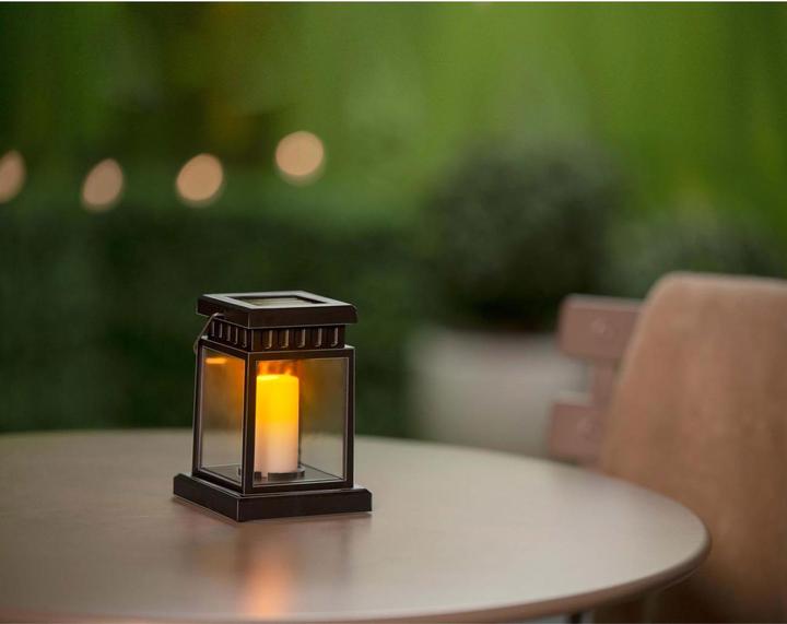 Produktbild Grundig Solarlaterne mit Kerzenschein-Effekt, Gartenleuchte mit Henkel, schwarz (1 x)